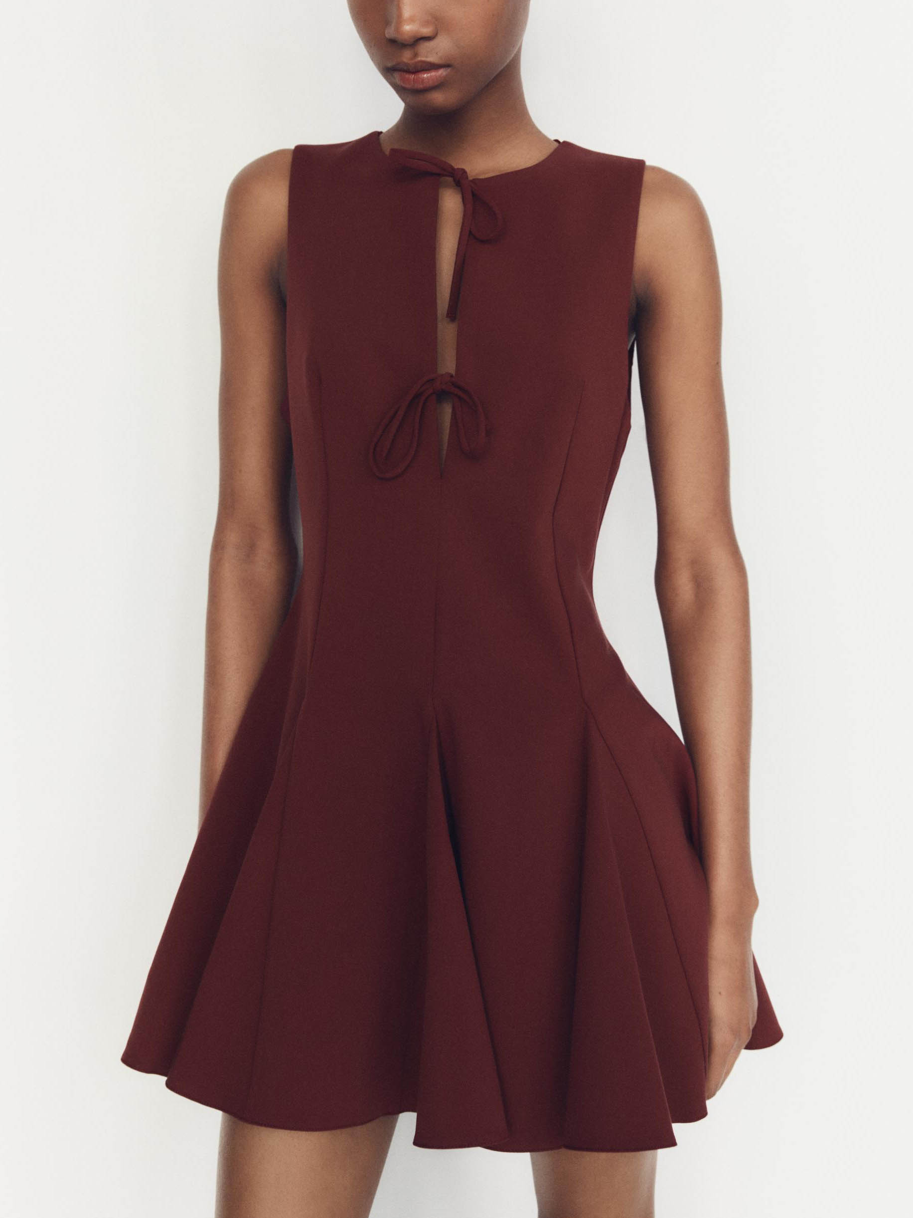 Elegant Bow Triangle Hem Mini Dress Red