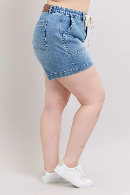 Vintage Look Plus Size High Waist Denim Shorts