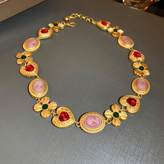 Shimmering Copper Rhinestone Necklace