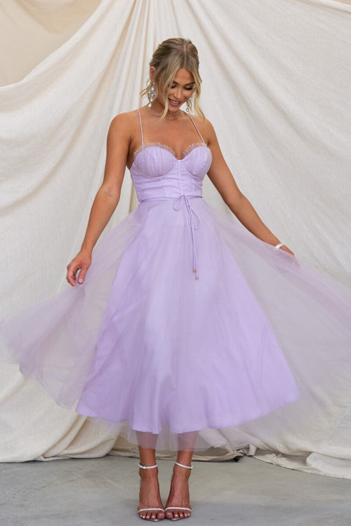 Rare Beauty Tulle Backless Midi Dress - 8 Colors Purple