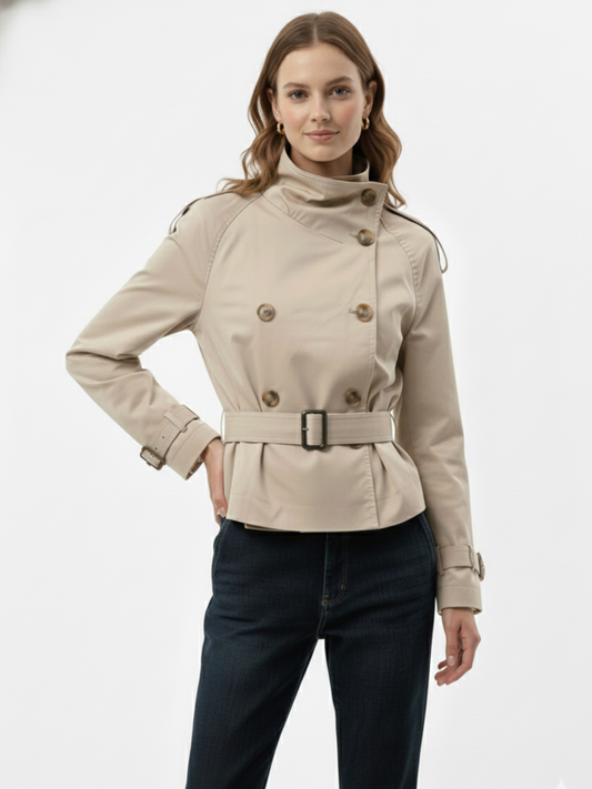 High-Neck Belted Trench Coat | Isabelle