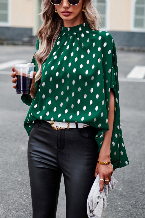 Making Promises Dotted Short Sleeve Cape Top - 5 Colors Green