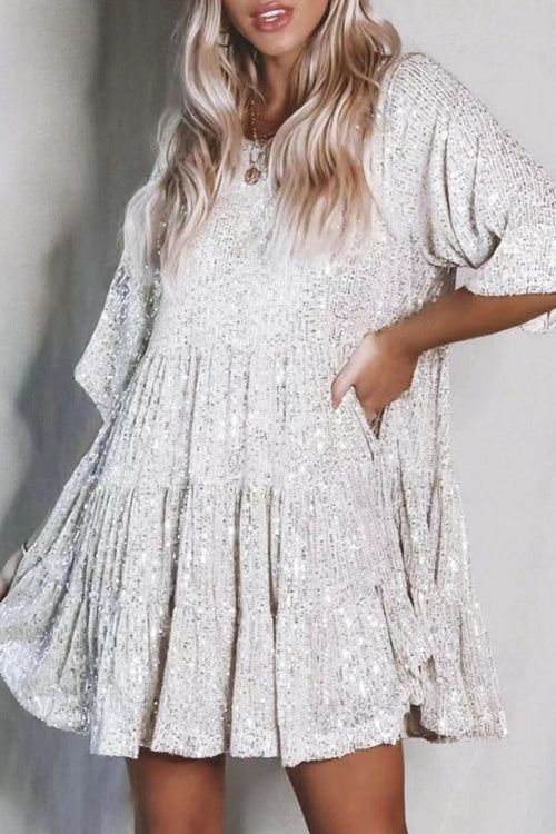 Beautiful Evenings Sequins Mini Dress - 10 Colors White