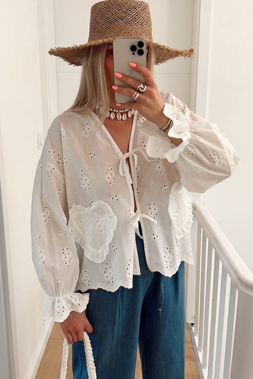 Adorably Elite Tie-Front Gingham Top - 9 Colors White
