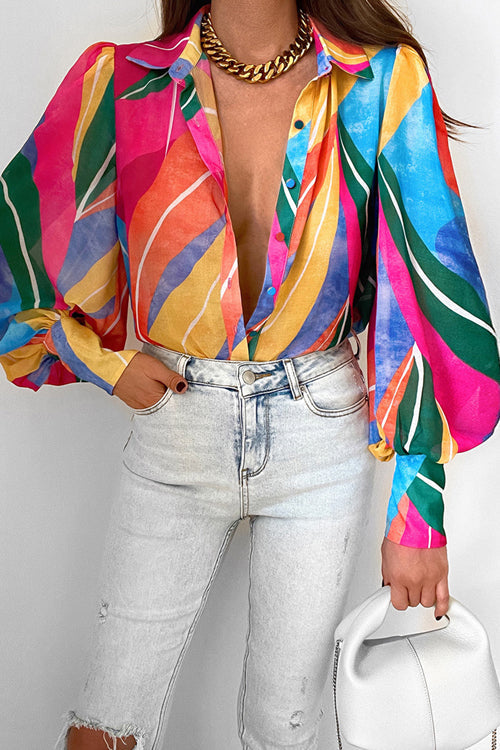 Sunny Side Of Life Floral Print Long Sleeve Top - 9 Colors Rainbow Color