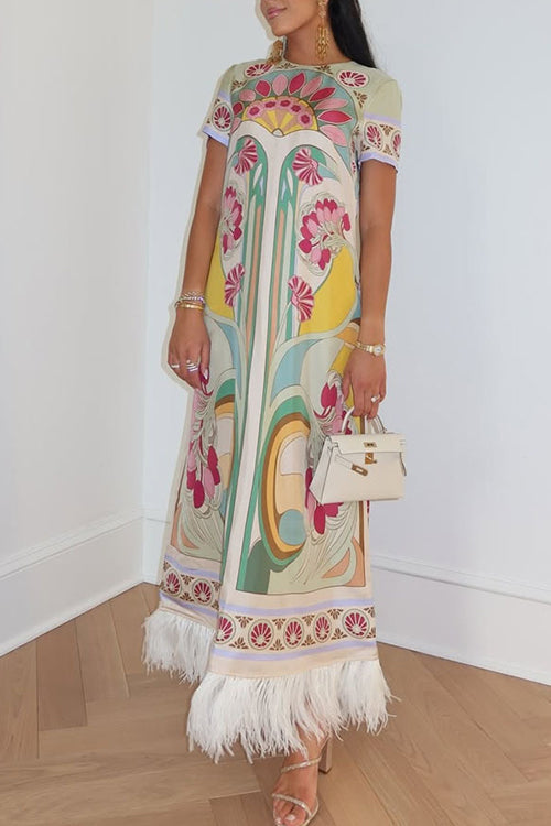 Kelina Black Multi Floral Feather Maxi Dress - 5 Colors