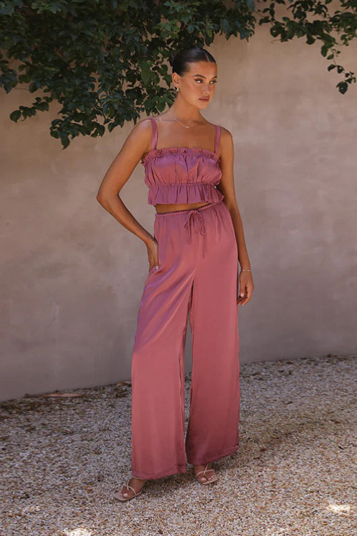 Set for Paradise Sleeveless Wide-Leg Two-Piece Set - 5 Colors MauvPink
