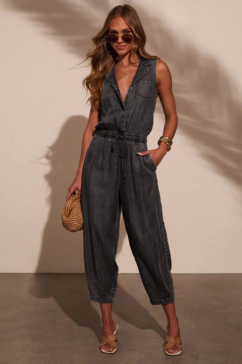 Breezy Sophistication Denim Sleeveless Jumpsuit - 4 Colors