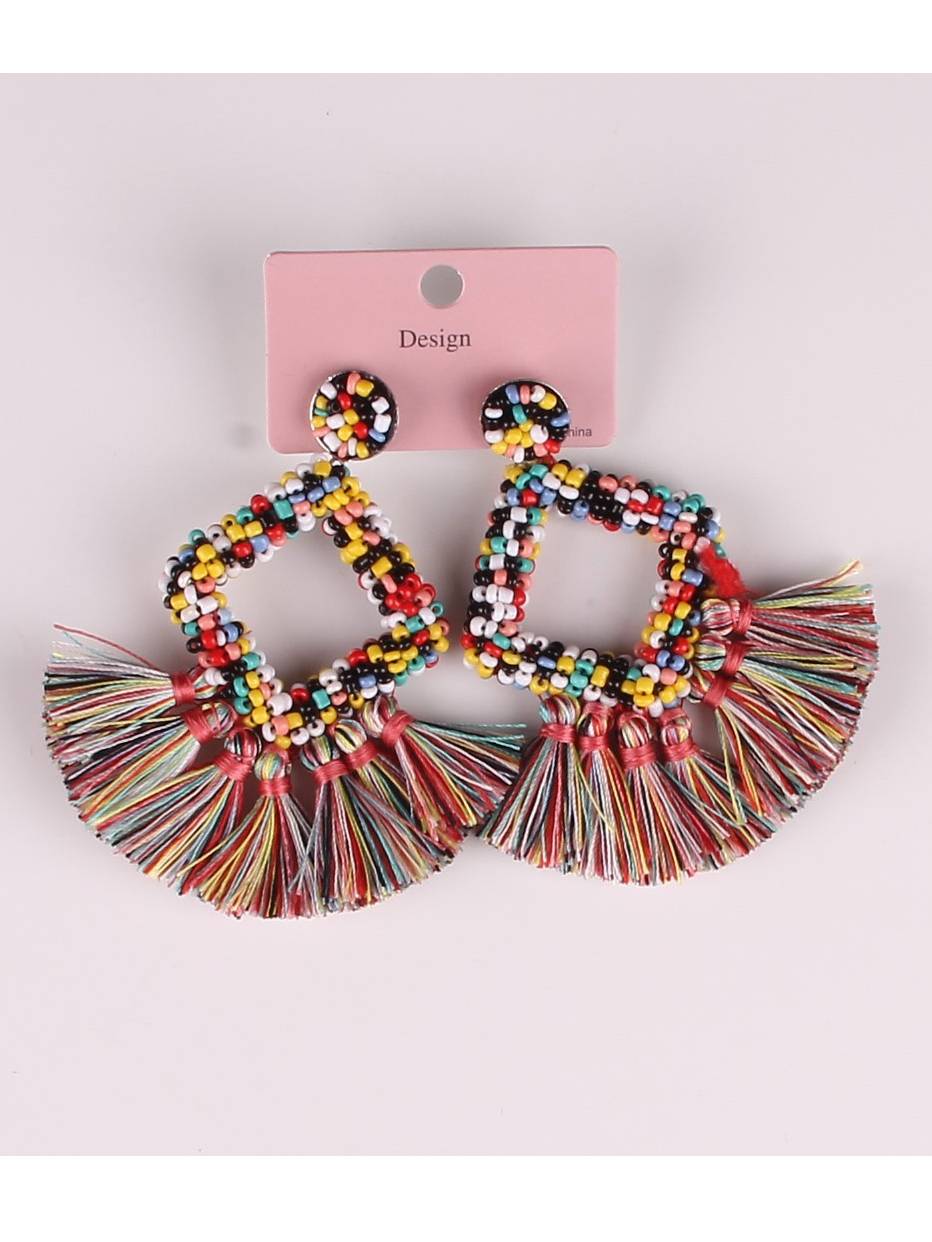 Hand-woven Tassel Earrings Colorful F