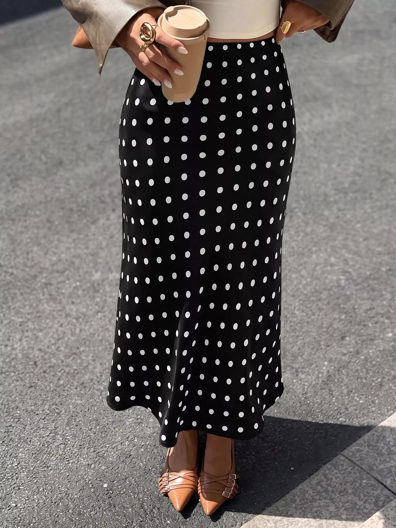 Polka Dot Midi Skirt