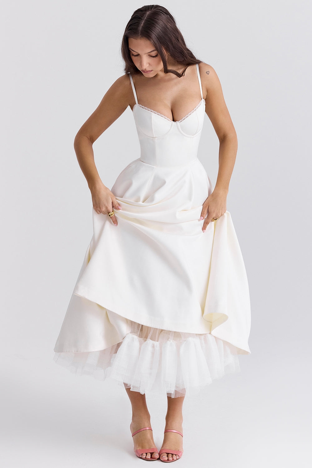 Mademoiselle midi dress- Ivory white