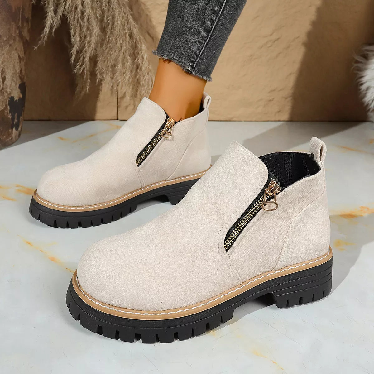 Round Toe Platform Boots