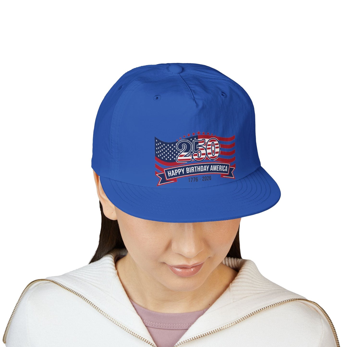 250th America Flag Surf Cap — "Happy Birthday America" Patriotic Hat (1776–2026)