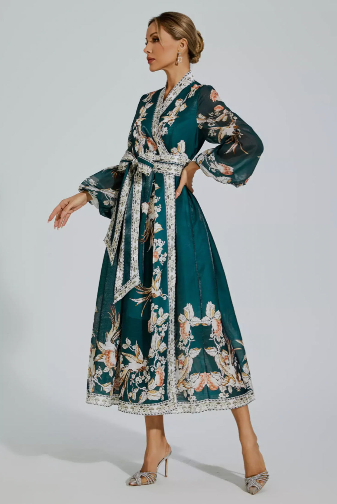 Miley green floral maxi dress