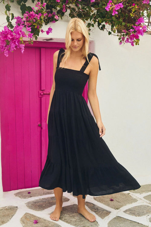 Into The Sunset Print Maxi Dress - Orange Black