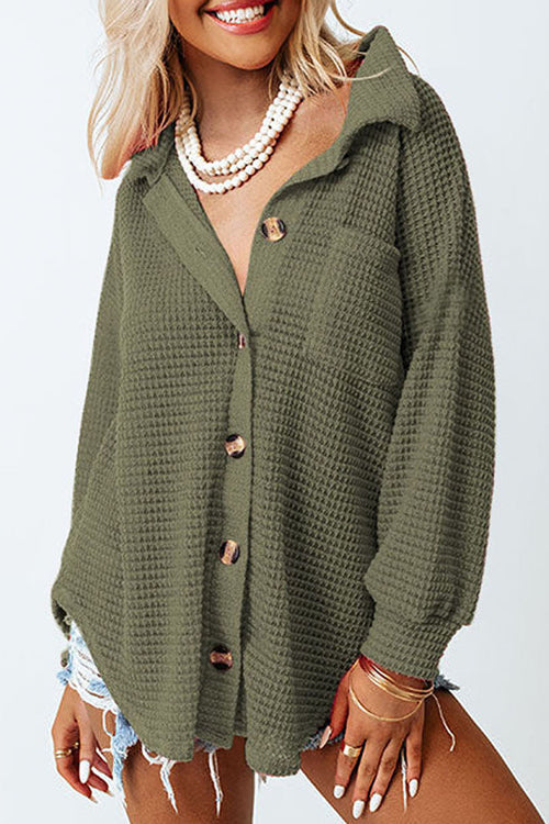 Keep It Up Button Down Long Sleeve Shacket - 9 Colors Olive