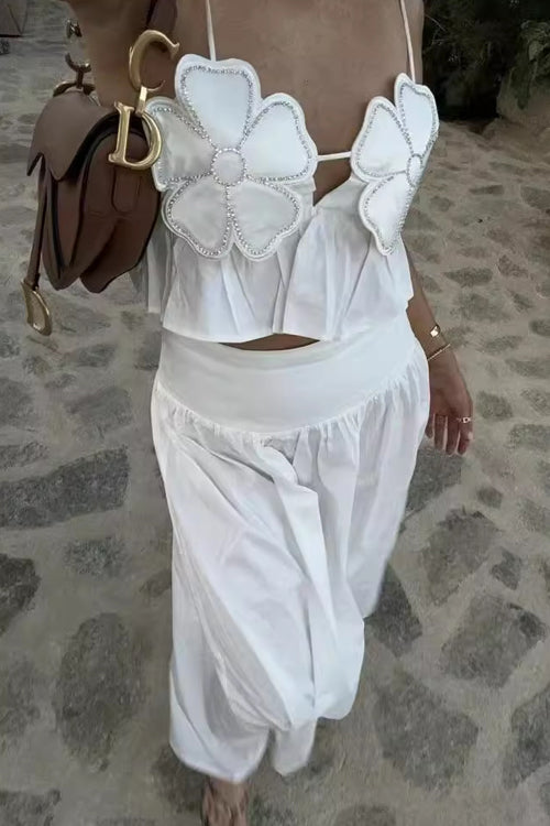 Charmed Impression Flower Cami Top White