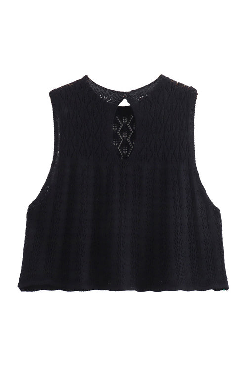 Love Story Knit Crochet Suit - 3 Colors Black Top