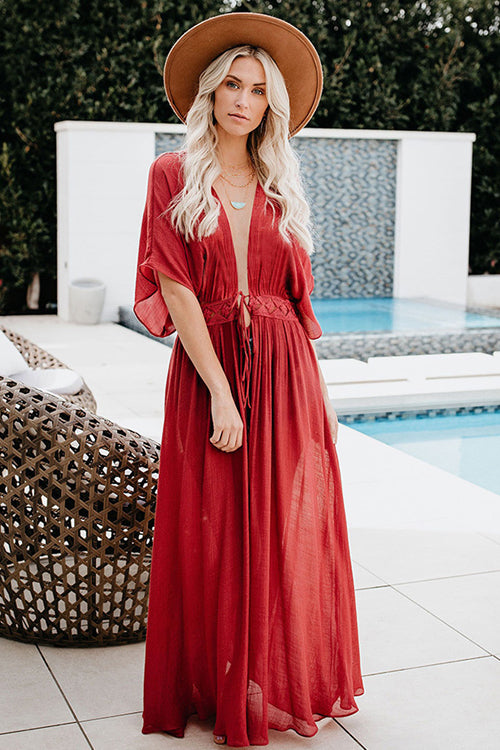 Fresh Air Lace Beach Maxi Dress - 5 Colors Red