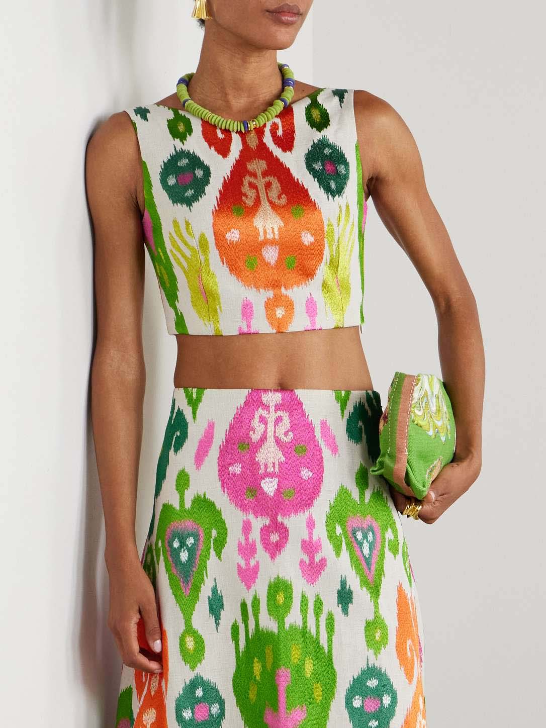 Vibrant Ikat Print Sleeveless Crop Top Multi