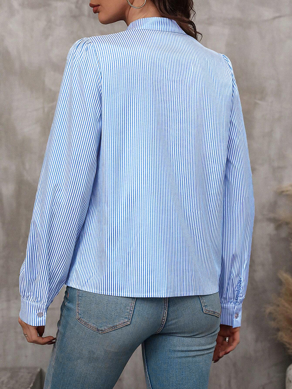 Ladies Chic Boos Babe Long Sleeve Office Striped Shirt