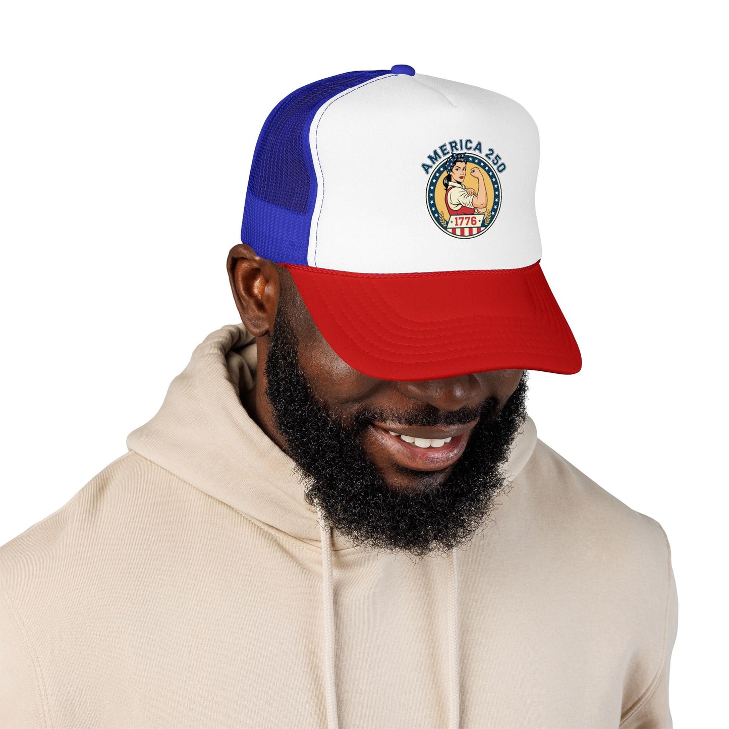 America 250 Trucker Hat — Patriotic 1776 Foam Cap