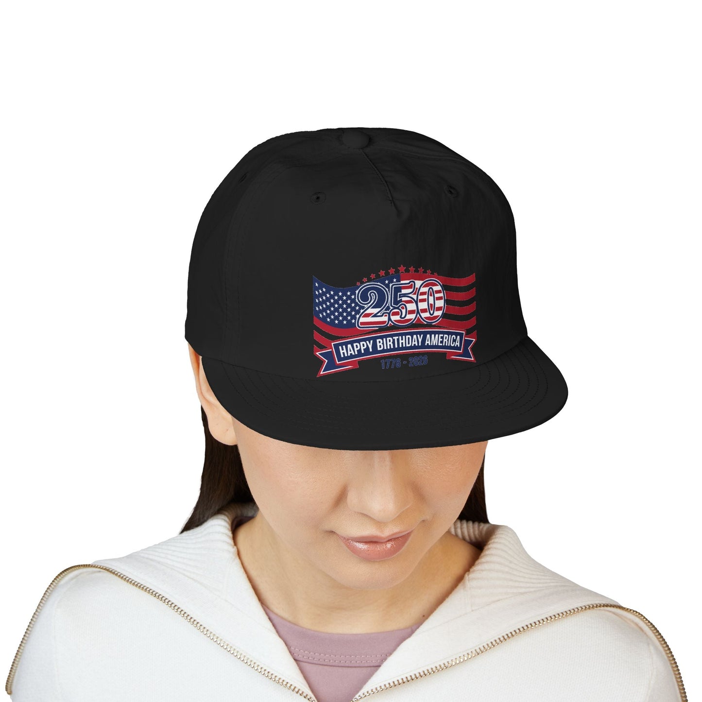 250th America Flag Surf Cap — "Happy Birthday America" Patriotic Hat (1776–2026)