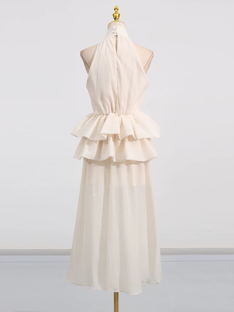 Soleil Ruffle Halter Maxi Dress