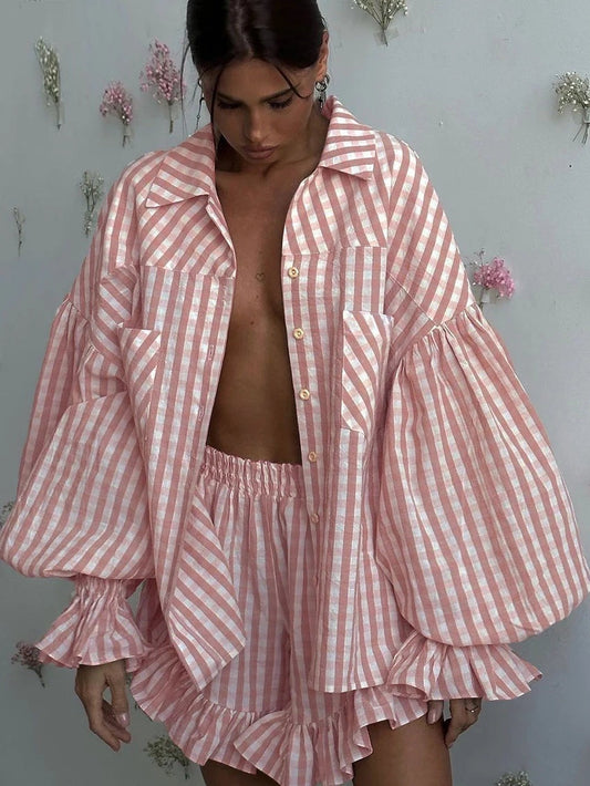 METJU PLAID TWO PIECE SET