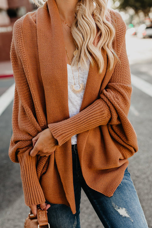 Cozy Cutie Bat-wing Sleeve Sweater Cardigan One Size Orange