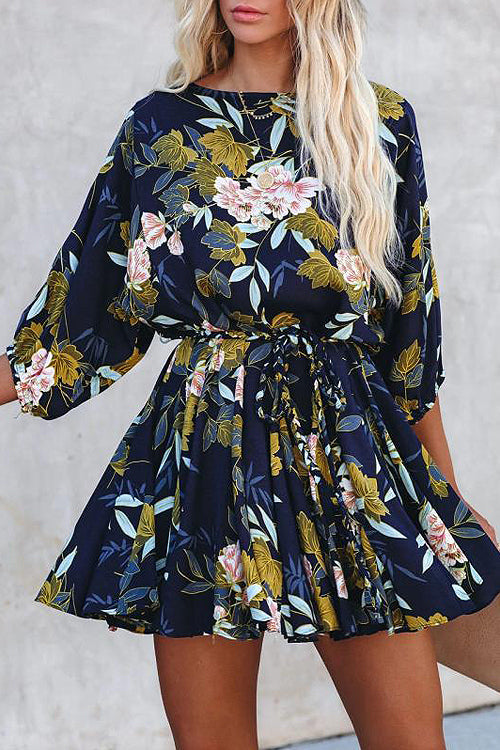 Blooming Darlin' Printed Mini Dress Navy