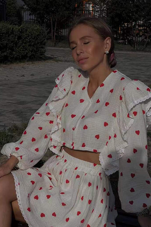 Essence of Adorable Ruffled Suit - 4 Colors Red Heart