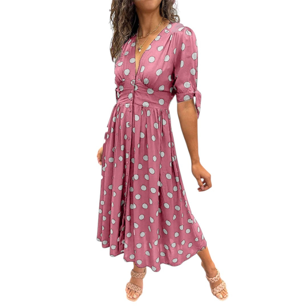 Monique™ | Elegant Polka Dot Dress