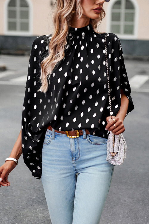 Making Promises Dotted Short Sleeve Cape Top - 5 Colors Black