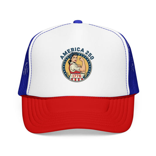 America 250 Trucker Hat — Patriotic 1776 Foam Cap