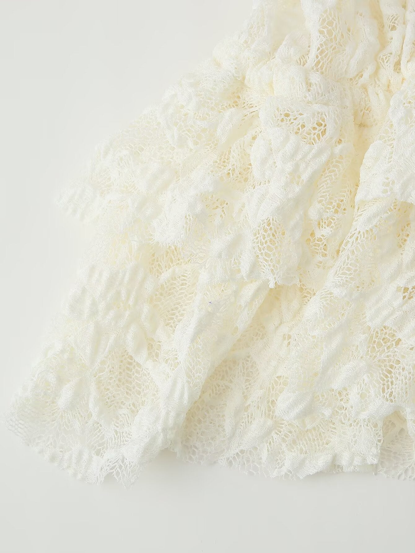 White Lace Bowknot Sleeve Cardigan Lace up Top