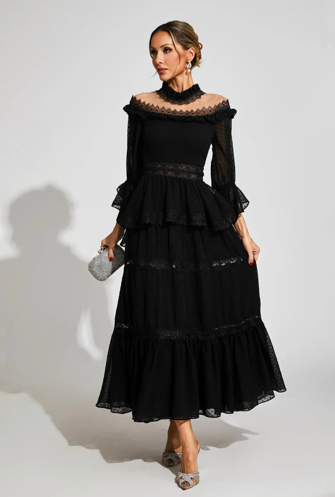Black lace maxi dress