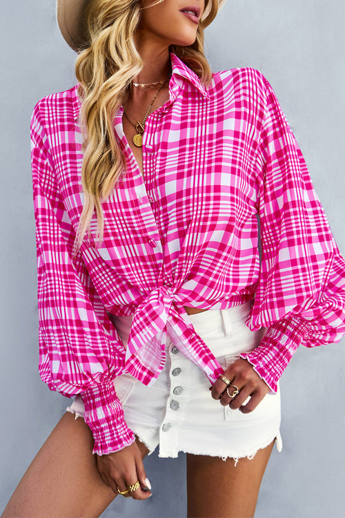 Life Of Love Print Button Down Smocked Top - 7 Colors Pink