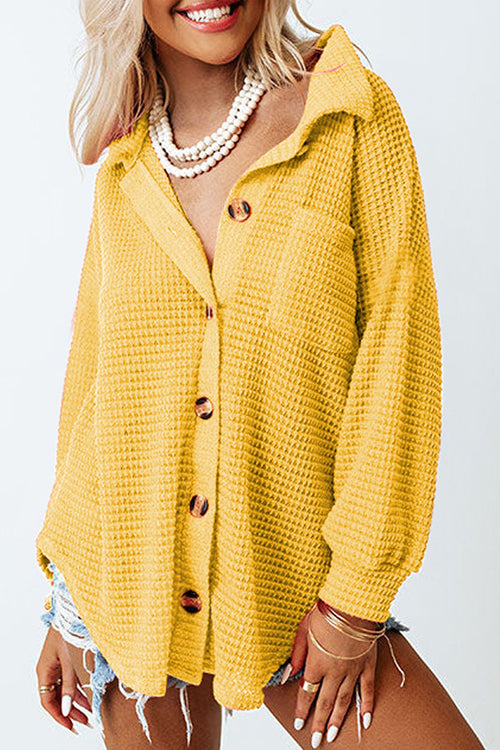 Keep It Up Button Down Long Sleeve Shacket - 9 Colors Yellow