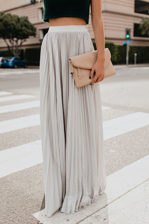 City View Pleated Maxi Skirt - 6 Colors White