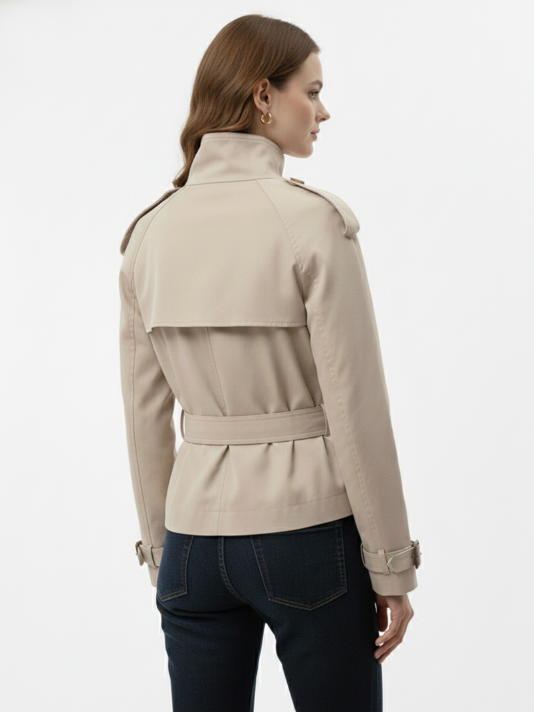 High-Neck Belted Trench Coat | Isabelle