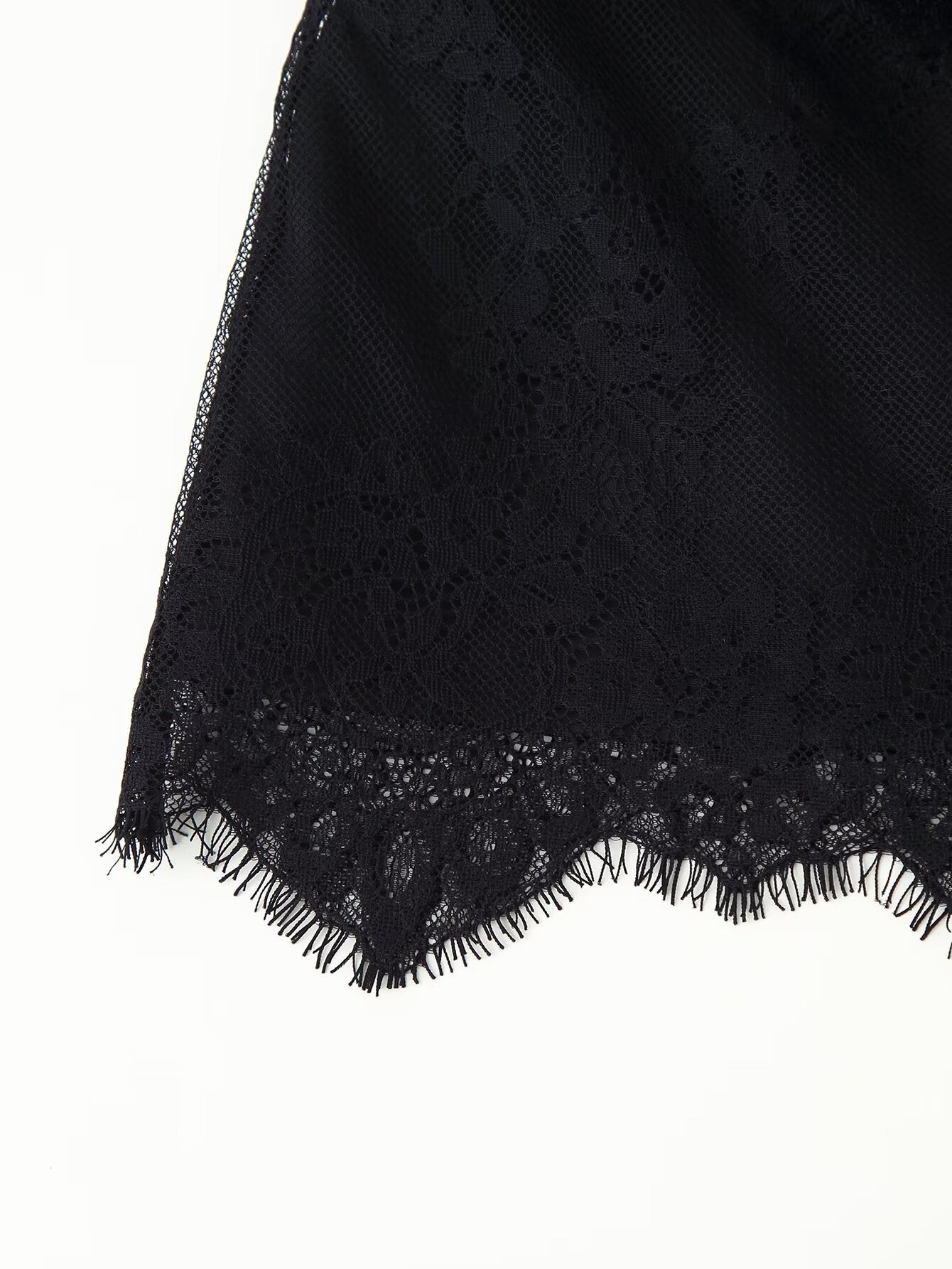 Black Sexy Patchwork Eyelash Lace Bow Mini Skirt