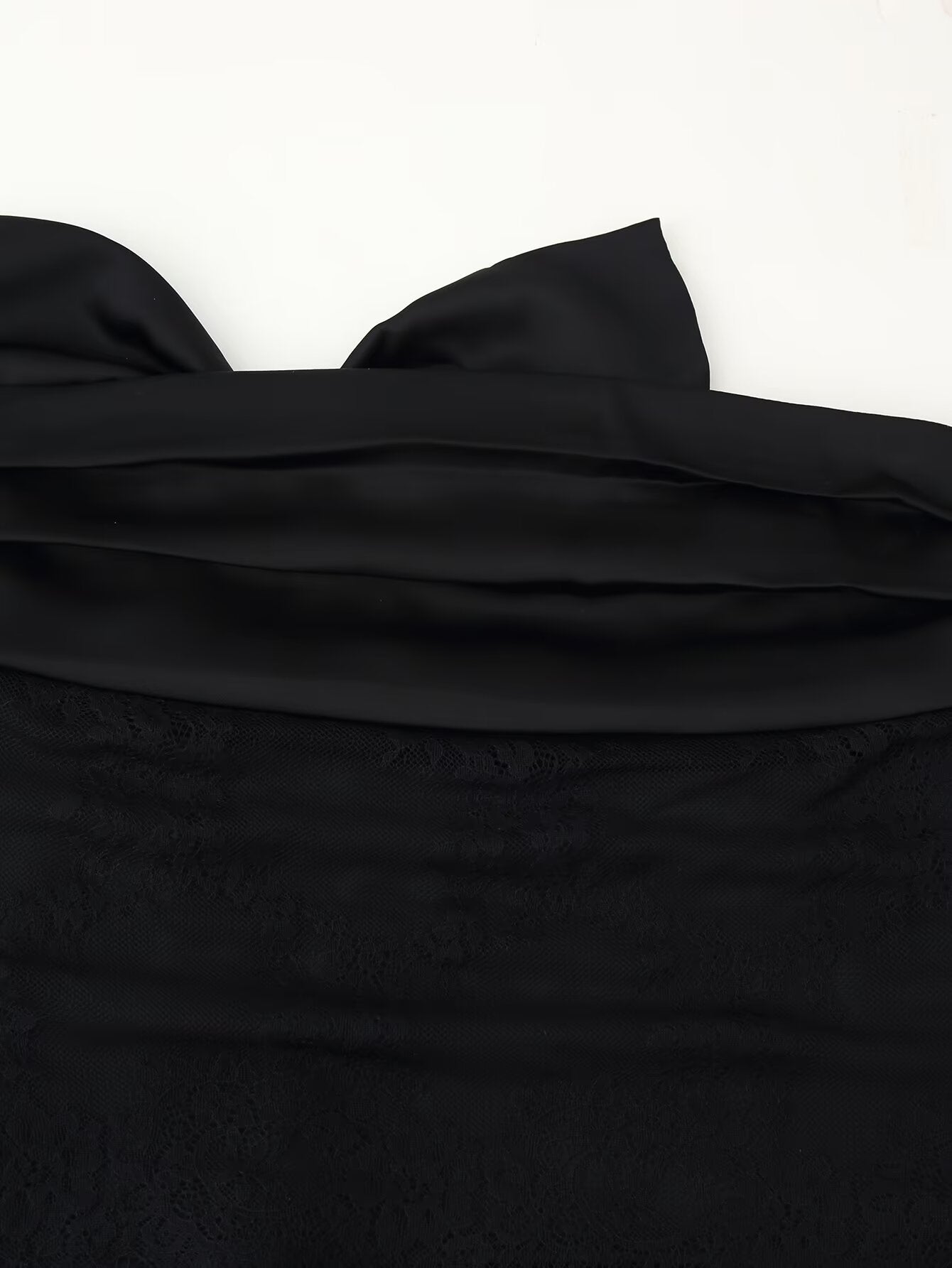 Black Sexy Patchwork Eyelash Lace Bow Mini Skirt