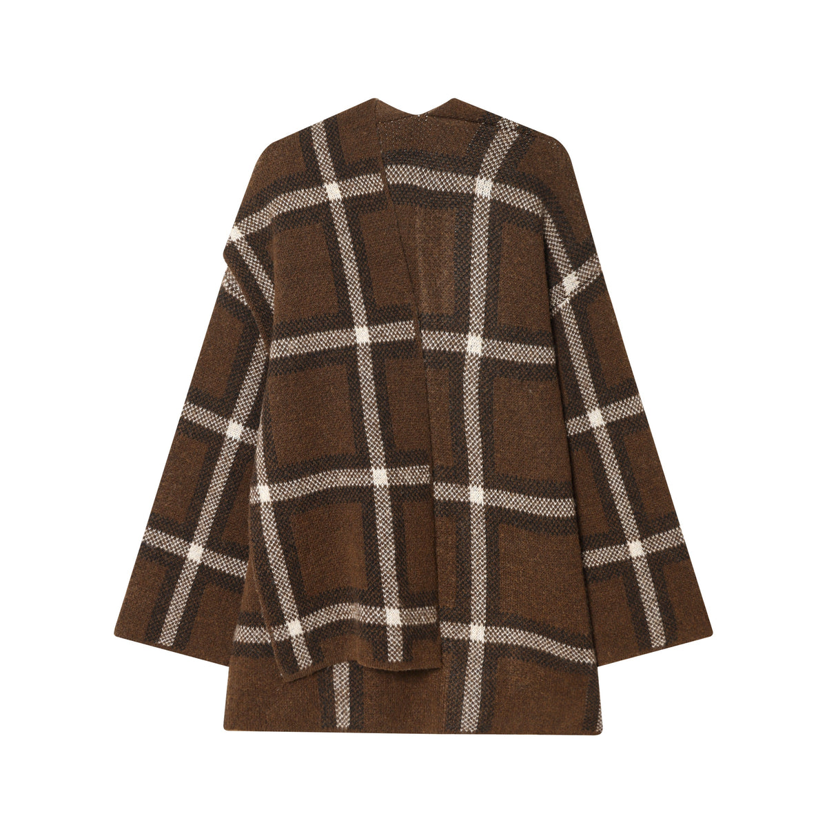 Women Clothing Spring Plaid Scarf Knitted Short Overcoat Coat