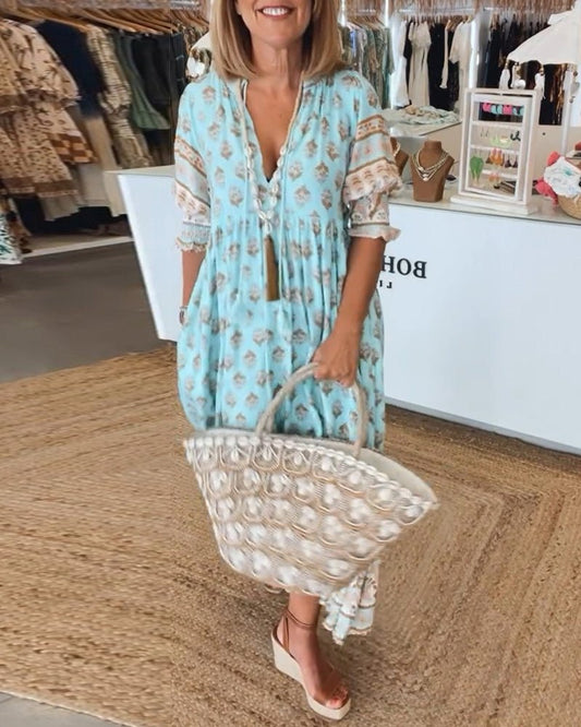 Eliana | Boho Tassel Midi Dress