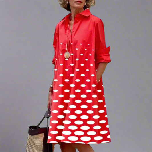 Zosia - Women’s Retro Long Sleeve Pocket Dress