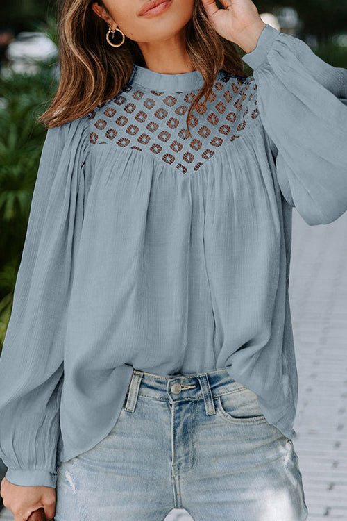 Romantic History Lace Balloon Long Sleeve Top - 6 Colors Blue