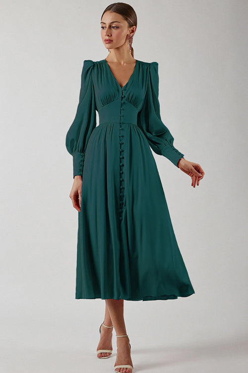 Adorably Flirty Stain Midi Dress - 6 Colors Dark Green