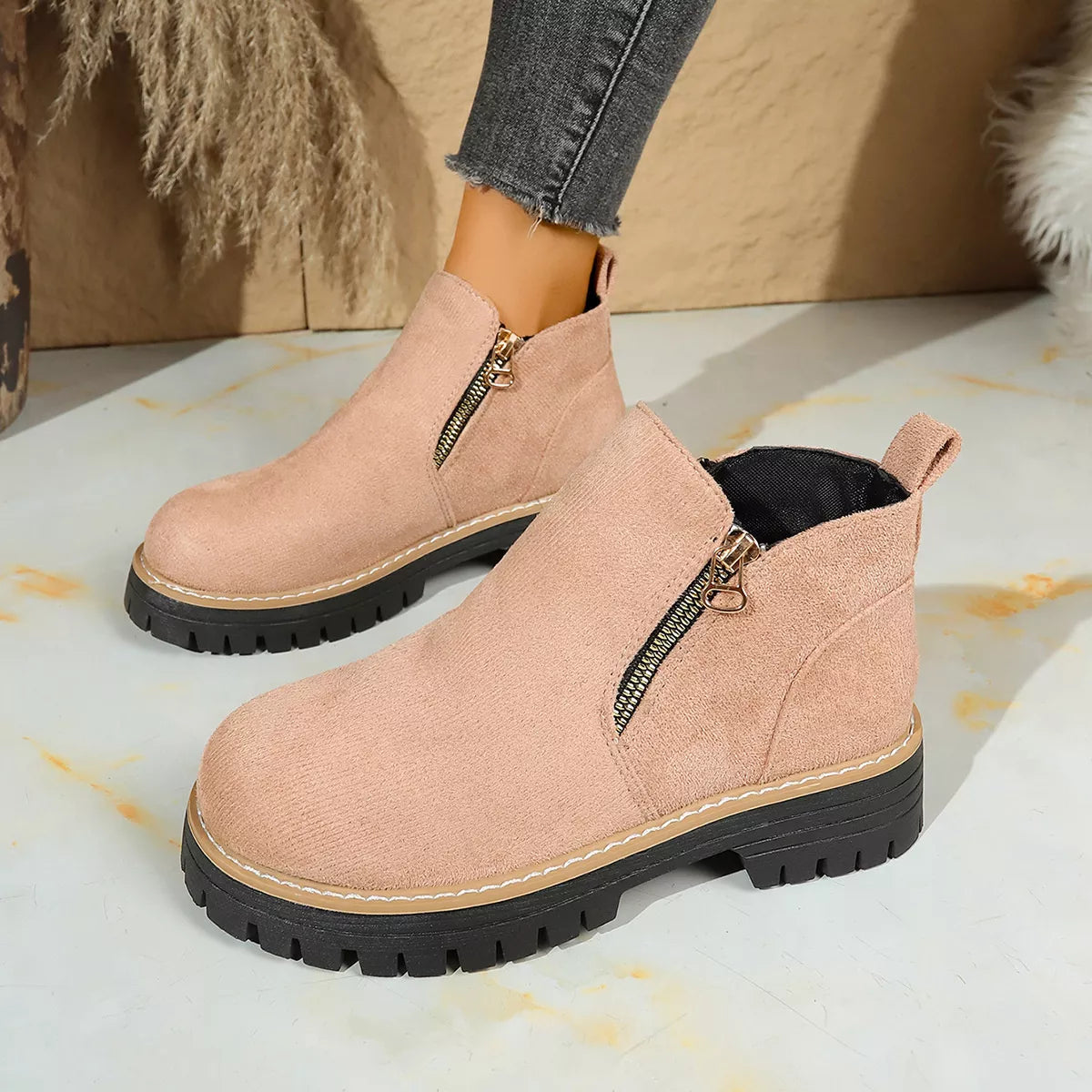 Round Toe Platform Boots