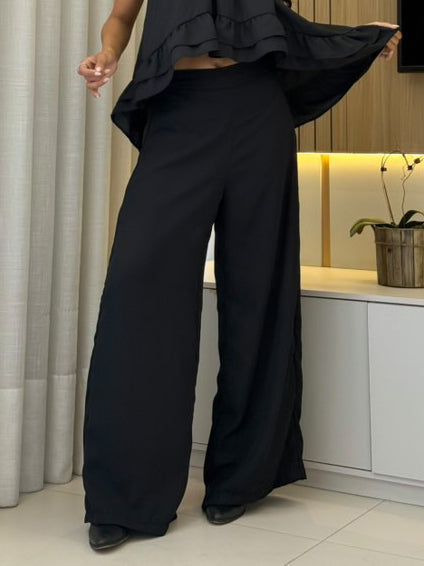 Versatile Elastic Loose Wide-leg Pants Black